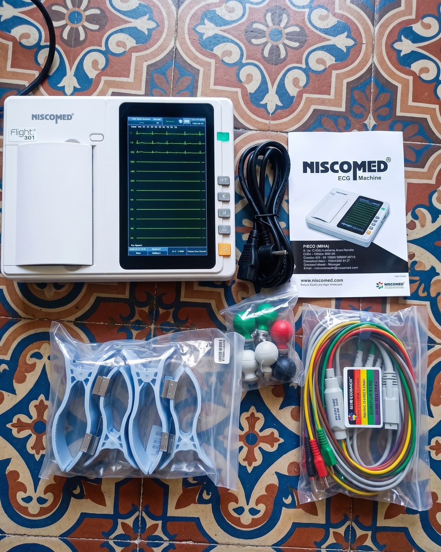 Niscomed Flight 301 3-Channel ECG Machine with All Accessories