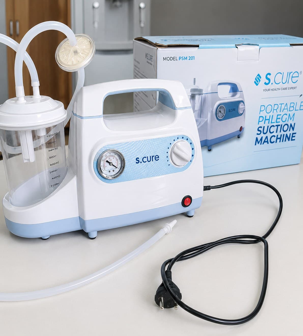 S.Cure PSM 201 Portable Phlegm Suction Machine supplier in Amravati - Medifame